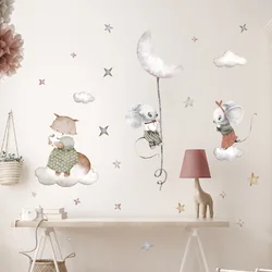 Children's Room Wall Stickers Cartoon Animals on Train Airplane Hot Air Balloon Wall Decals Baby Nursary Kindergarten Decoration
