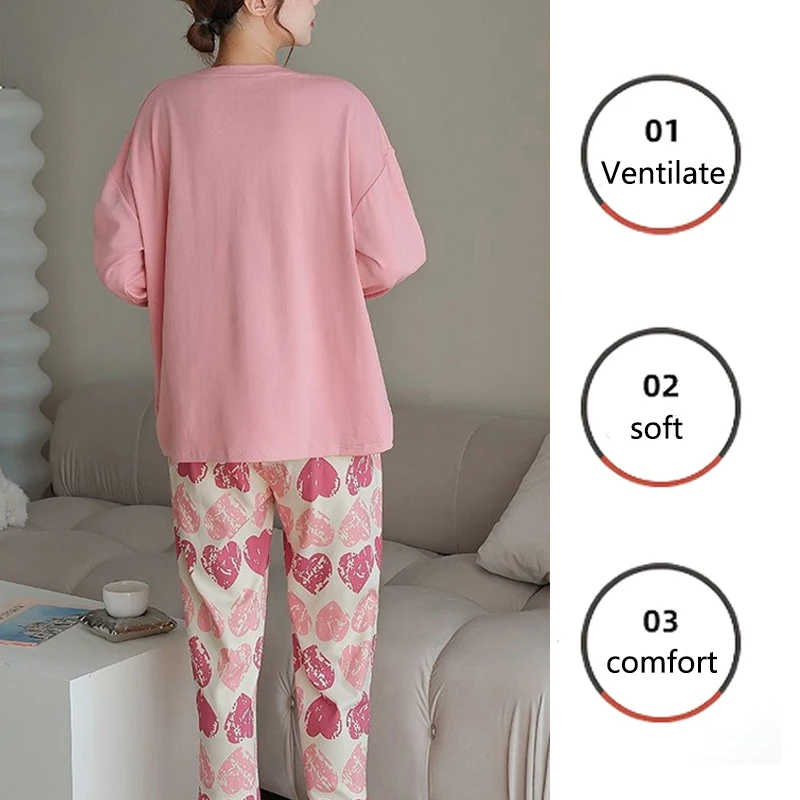 2pcs/Set Women\'s Pajamas 4xl Plus Size With Corset Autumn And Winter Long-Sleeved Trousers Student Pajamas Home Wear Young Girls