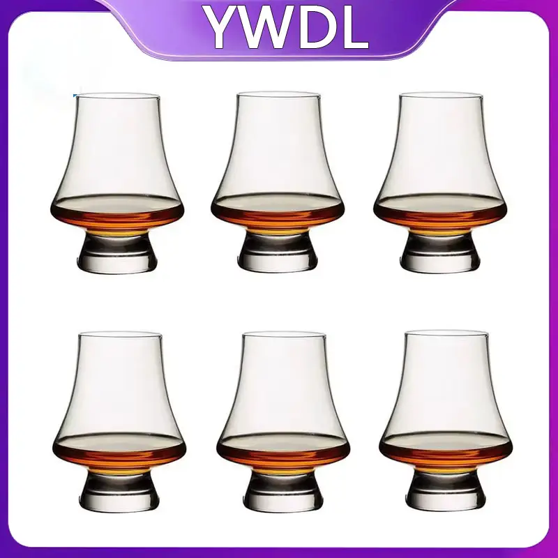 YWDL 2/4/6pcs 유리 위스키 컵 세트 250ml 투명 무연 음주용 잔 스카치 주류 바웨어 맥주 주류 와인 글라스