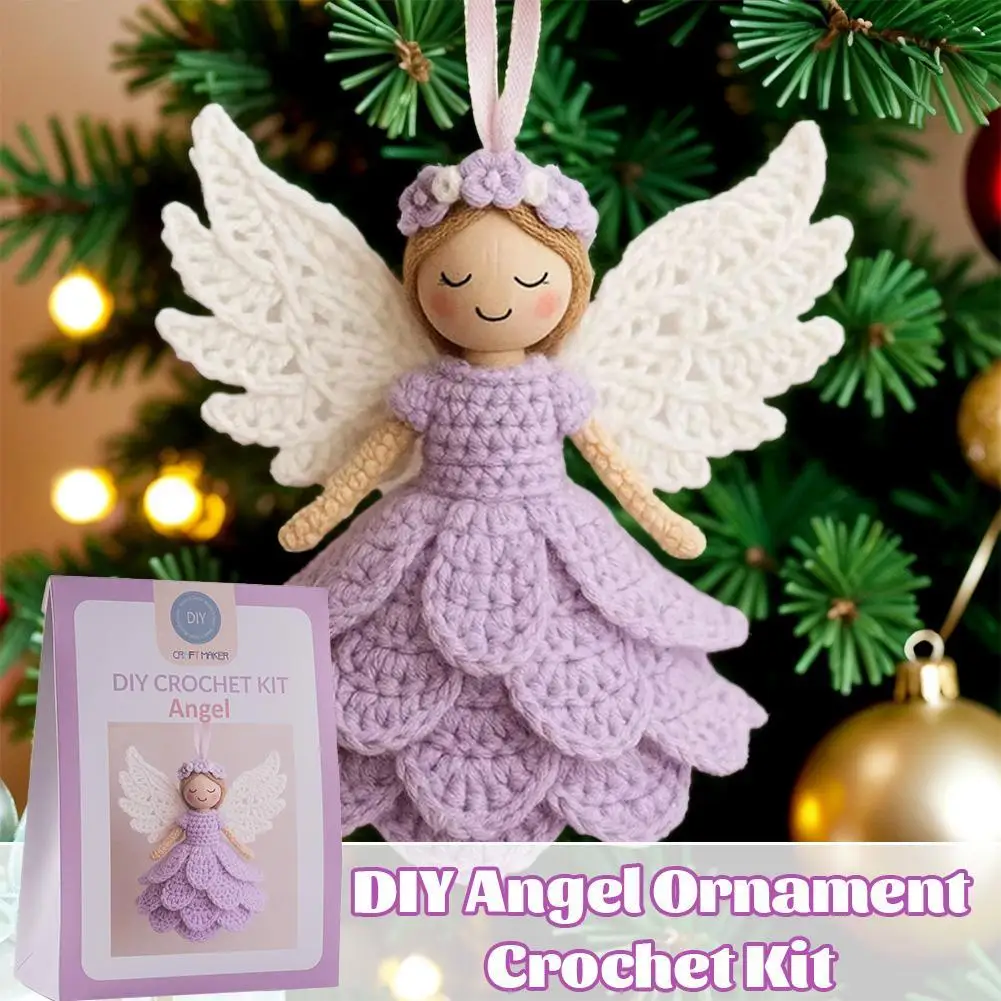 DIY الكروشيه عيد الميلاد الملائكة زينة شجرة عيد الميلاد، فريدة من نوعها هدية عيد الميلاد الملائكة الكروشيه الحرفية كيت مع الغزل للمبتدئين