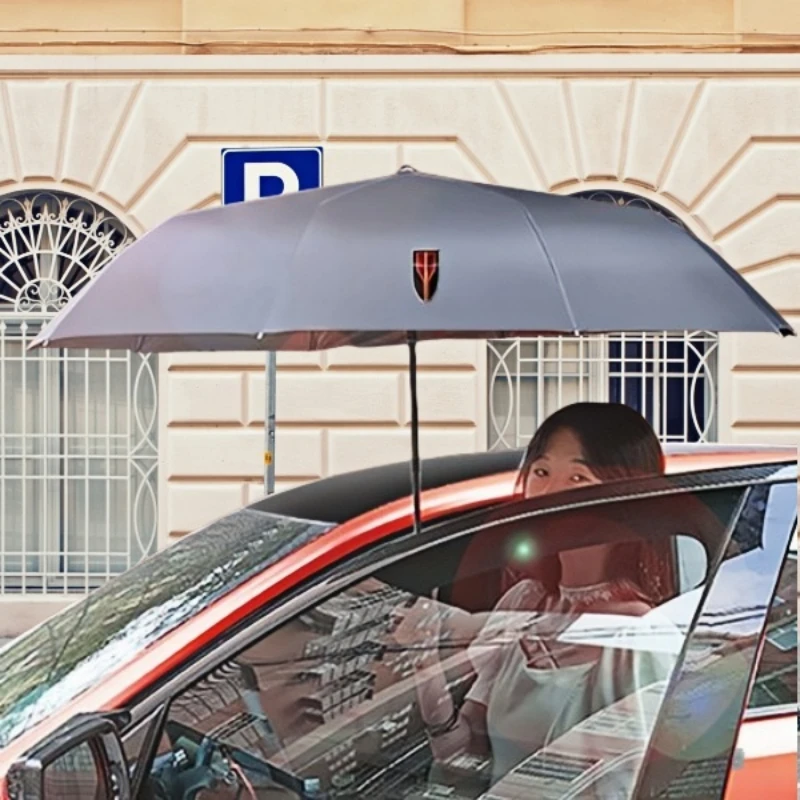 

Auto Open/Close Umbrella with Window Breaker, Car Emergency Escape Tool, UV Protection Foldable Dual-Use Sun Rain Umbrella