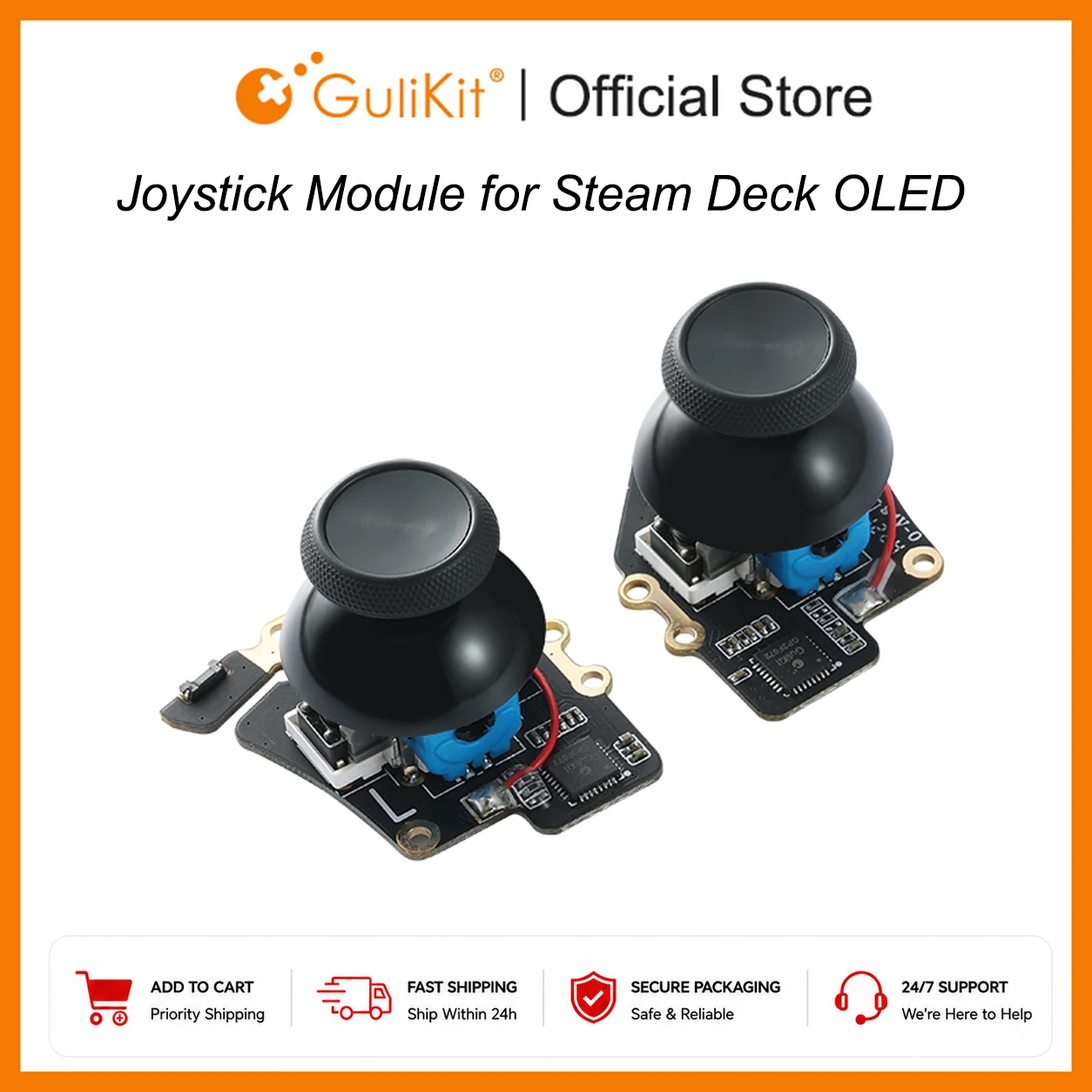 Gulikit SD05 Módulo de joystick de efeito Hall para Steam Deck OLED sem design de bastão de deriva para substituição de reparo de acessórios de jogo