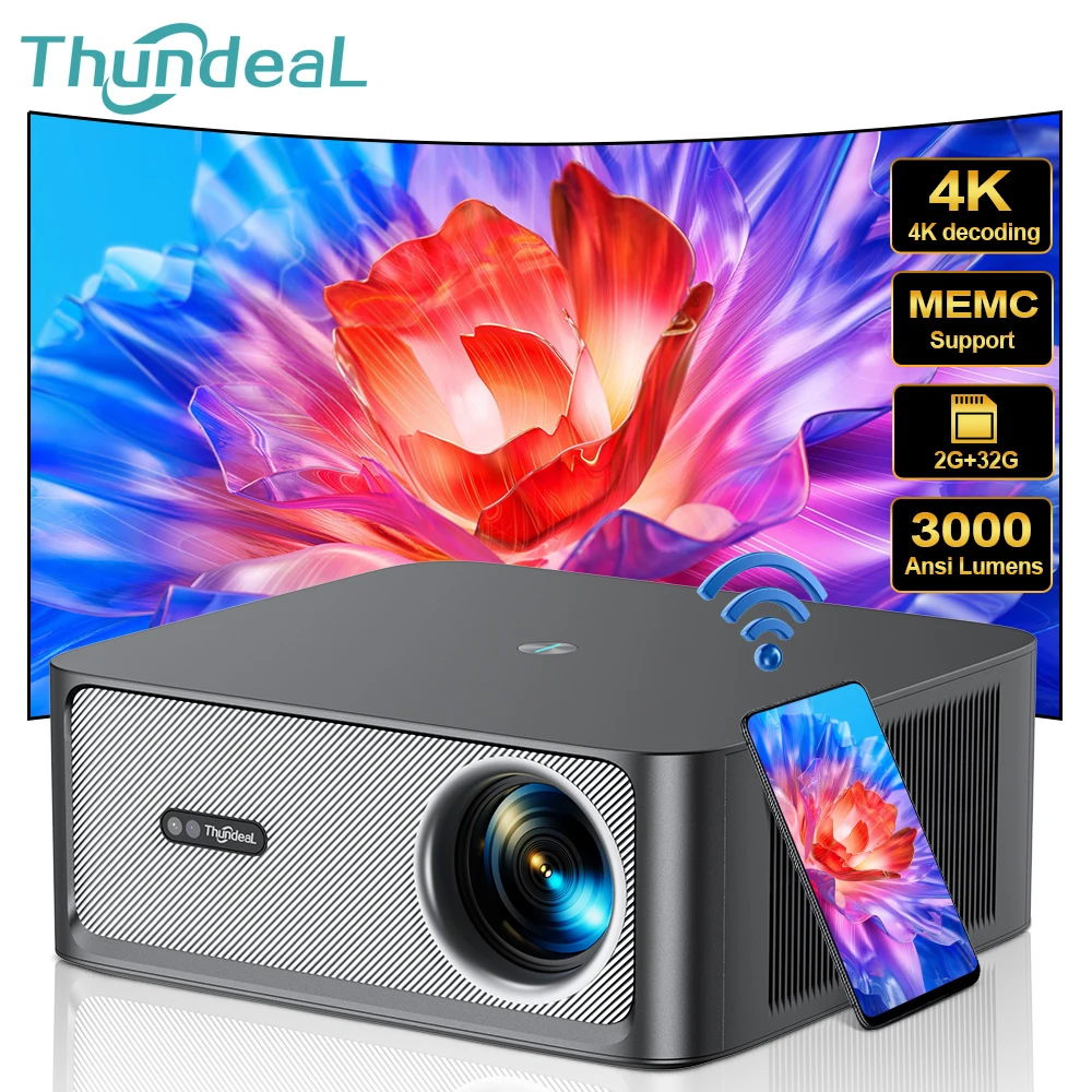 ThundeaL TD98Pro Full HD 1080P Projektor TD98 Pro 4K Video WiFi Android 32G 3000 Ansi Theater Kino 3D Spiel LED-Beamer