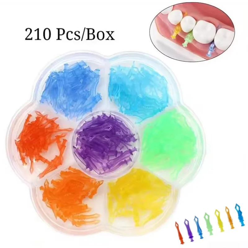 

210PCS/box Dental Diamond Wedge Interdental Wedge 7 Colors Mix Dental Gap Repair Material Dental Gap Treatment Accessories