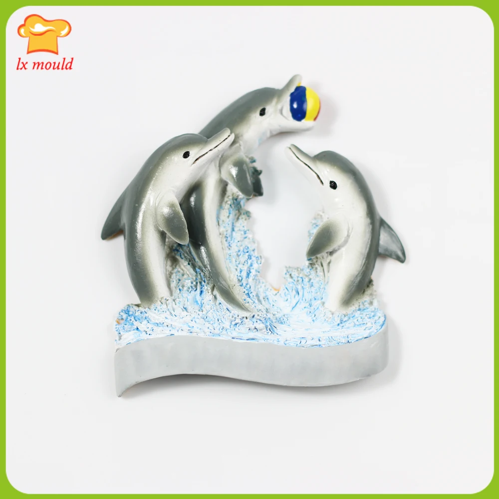 Marine Silicone Fondant Mold - Dolphin and Landscape Cake Topper Chocolate Candy Baking Mould Soap Gypsum Polymer Clay