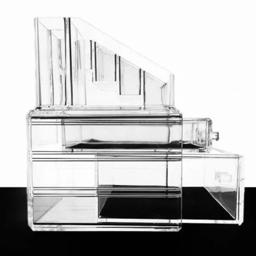 

Drawer Storage Box Clear Hard Plastic Portable Makeup Organizer Containers Acrylic Drawers Long Gadget Holder Pen