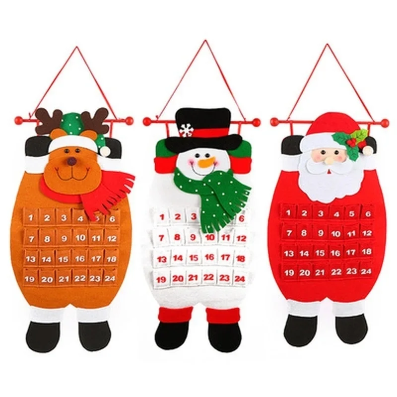 Christmas Home Decoration Supplies Non-woven Fabric Stickers Santa Claus Countdown Calendar Christmas Supplies