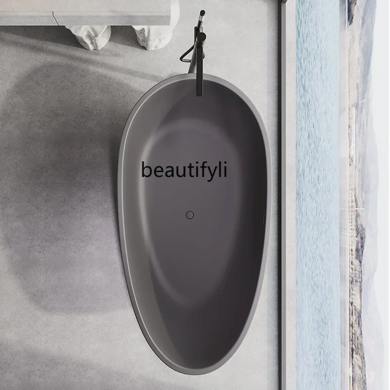 QQ Family Couple Hotel Artificial Stone Bathtub Independent Integrated Goose Egg SPA Bath