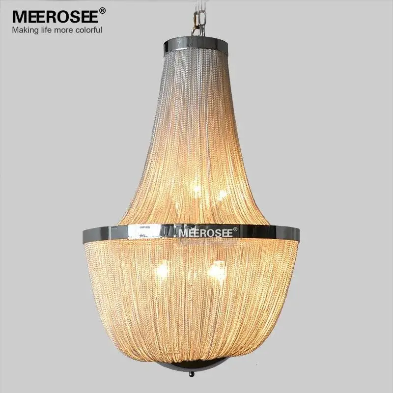 Modern Aluminum Chain Pendant Light Fixture Empire Vintage Hanging Suspension Lustre Chain Home Lamp Drop Light