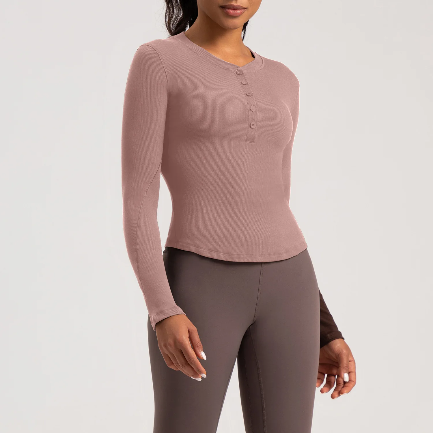 Slim Fit Modal Top for Women Tight Long Sleeve Workout Shirt Tummy Control for Yoga Fitness