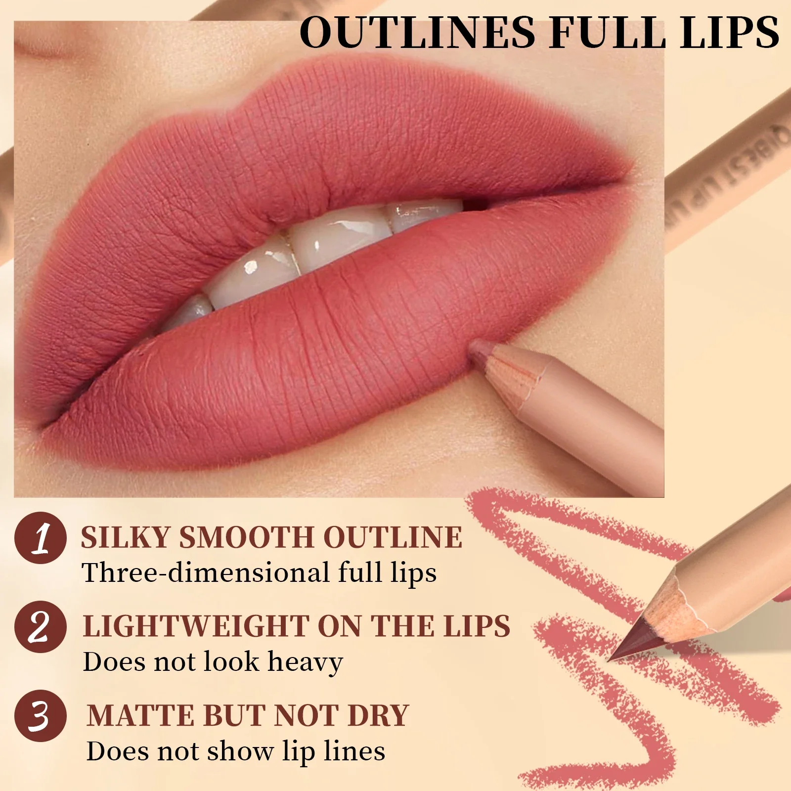 QIBEST 12 matite per labbra opache in velluto duraturo, set di matite per labbra non essiccate e riempie, tonalità versatili, penna per rossetto contorno labbra