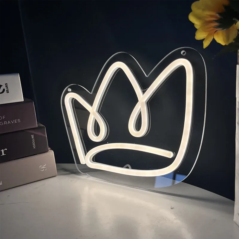 Custom LED Neon Light Crown USB Neon Signs Night Light 3D Wall Art & Game Room Bedroom Living Room Birthdays Decor Lamp Signs