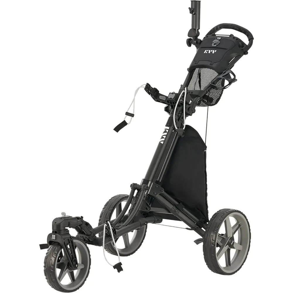 

3 Wheel 360 Rotating Front Wheel Golf Push Cart Open and Close in ONE Second-Free Umbrella Holder Included