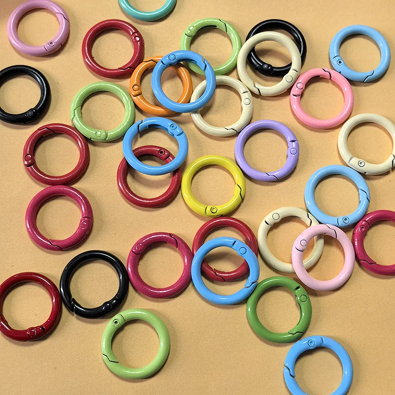 10/30Pcs Circle O Shape Spring Ring Openable Round Keychain Base Connector Buckle Clasps DIY Jewelry Accessory Findings