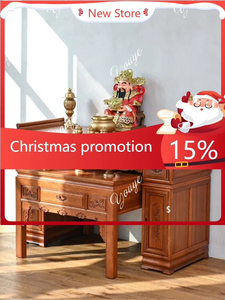 N63 Altar Buddha Shrine Incense Table Home Chinese Style Wooden Buddha Table Strip Case Rural Household Altar Worship