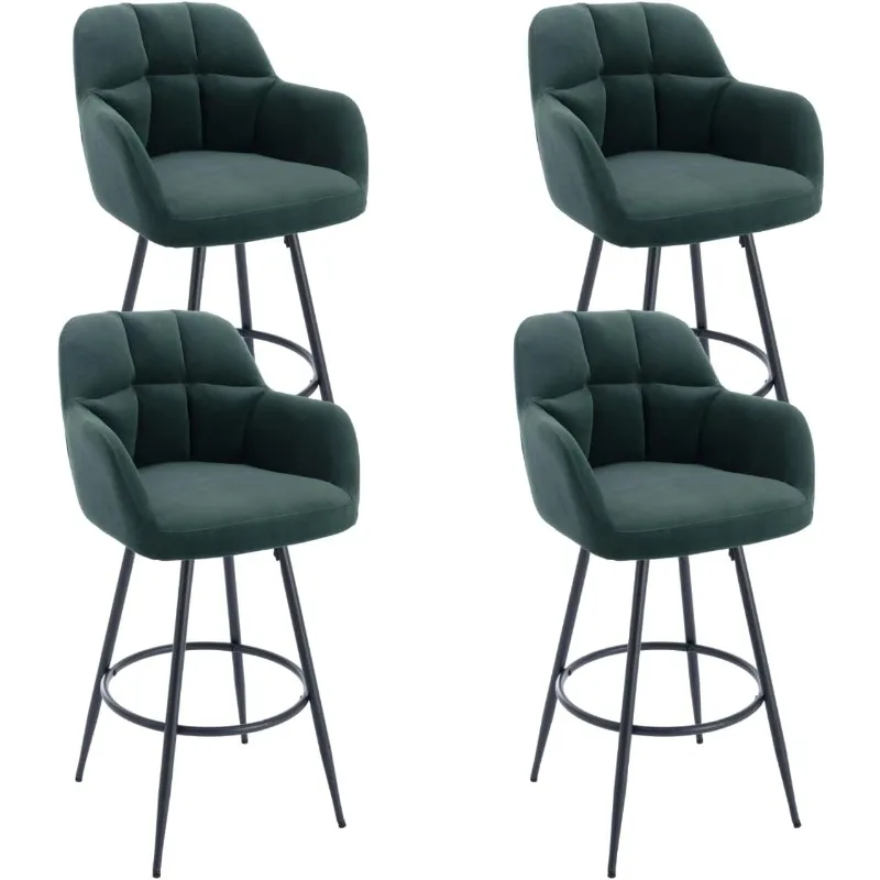 

Modern Swivel Bar Stools Set of 2 Leather Counter Height Barstools with Back and Arms Adjustable Bar Stool Chairs