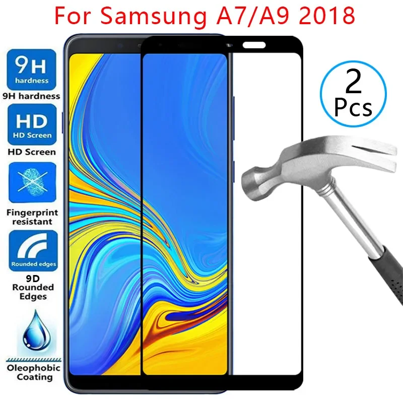 9d screen protector tempered glass case for samsung a7 a9 2018 cover on galaxy a 7 9 7a 9a a72018 a92018 protective phone coque