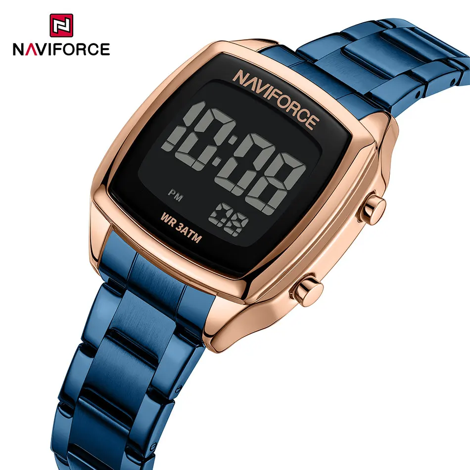 Navi force Banduhr wasserdichte Retro digitale Edelstahl Sport uhren Frauen elektronische Armbanduhr hochwertige Uhr