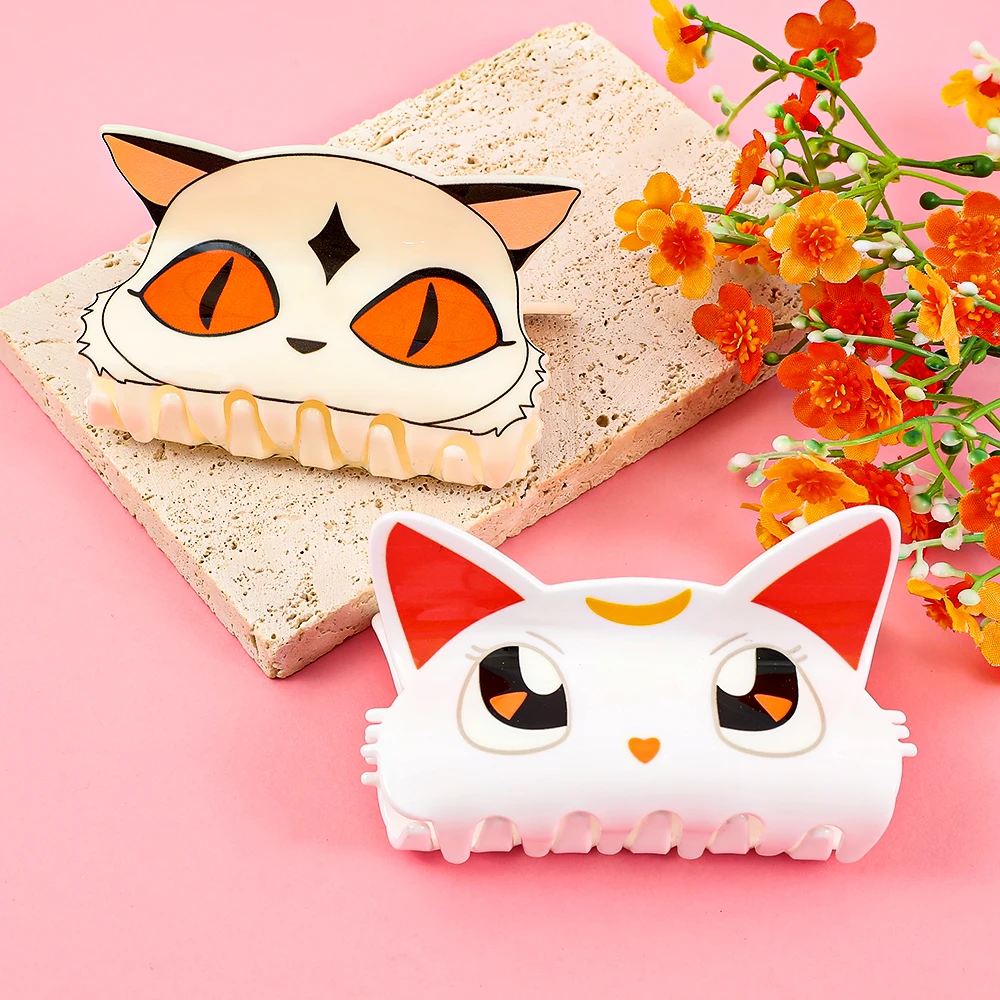 Sweet Cute Sailor Moon Cartoon Cat Design Acrylic Hair Claw Clips Fashion Hair Accessories for Girls - view 3