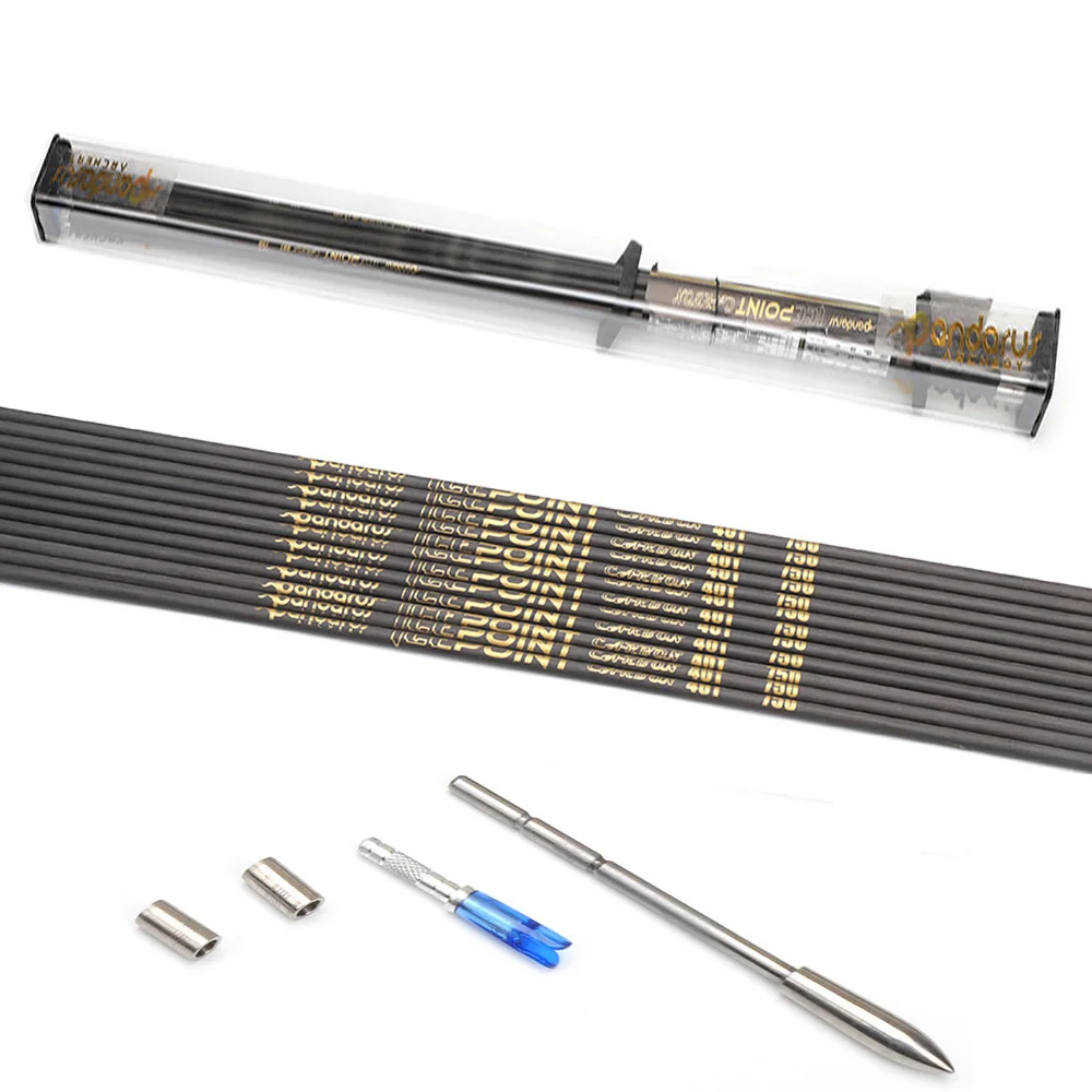 Pandarus Icepoint ID3.2mm Gold Logo 40-Ton Carbon Arrow Shaft Straightness: +/- 0.001“  Accessories for Target Archery Shooting