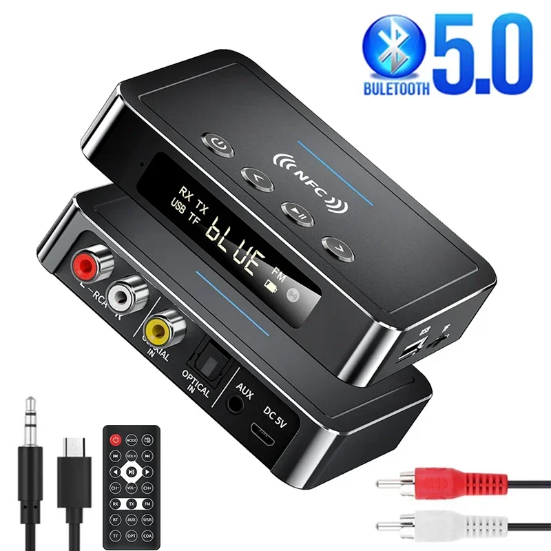 

Bluetooth 5.0 Receiver Transmitter FM Stereo AUX 3.5mm Jack RCA Optical Wireless Handsfree Call NFC Bluetooth Audio Adapter TV