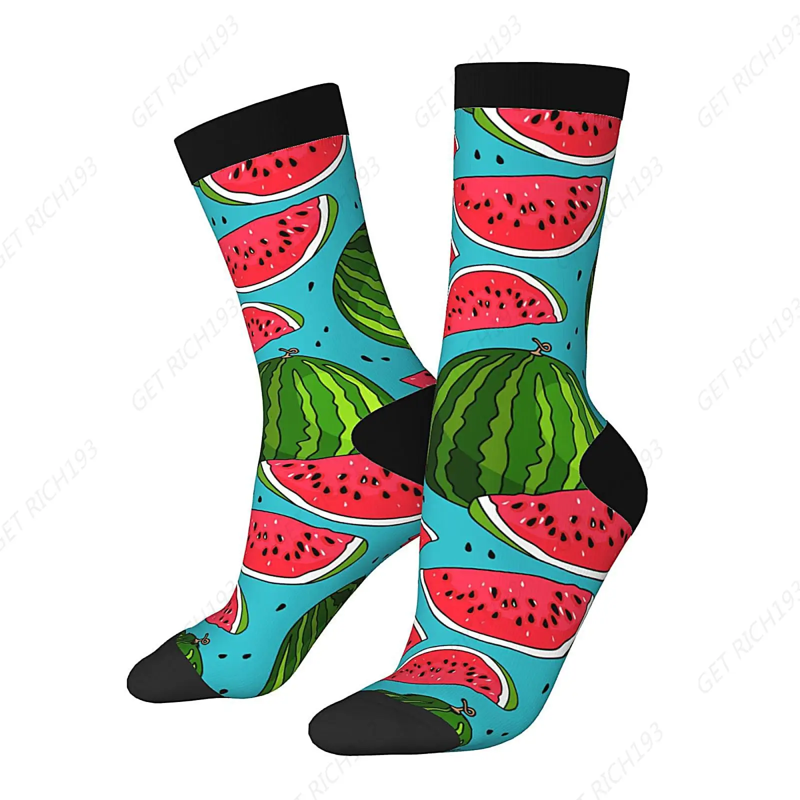 Juicy Watermelon Novelty Socks For Men Women, Funny Crazy Crew Socks Casual Dress Socks Gifts