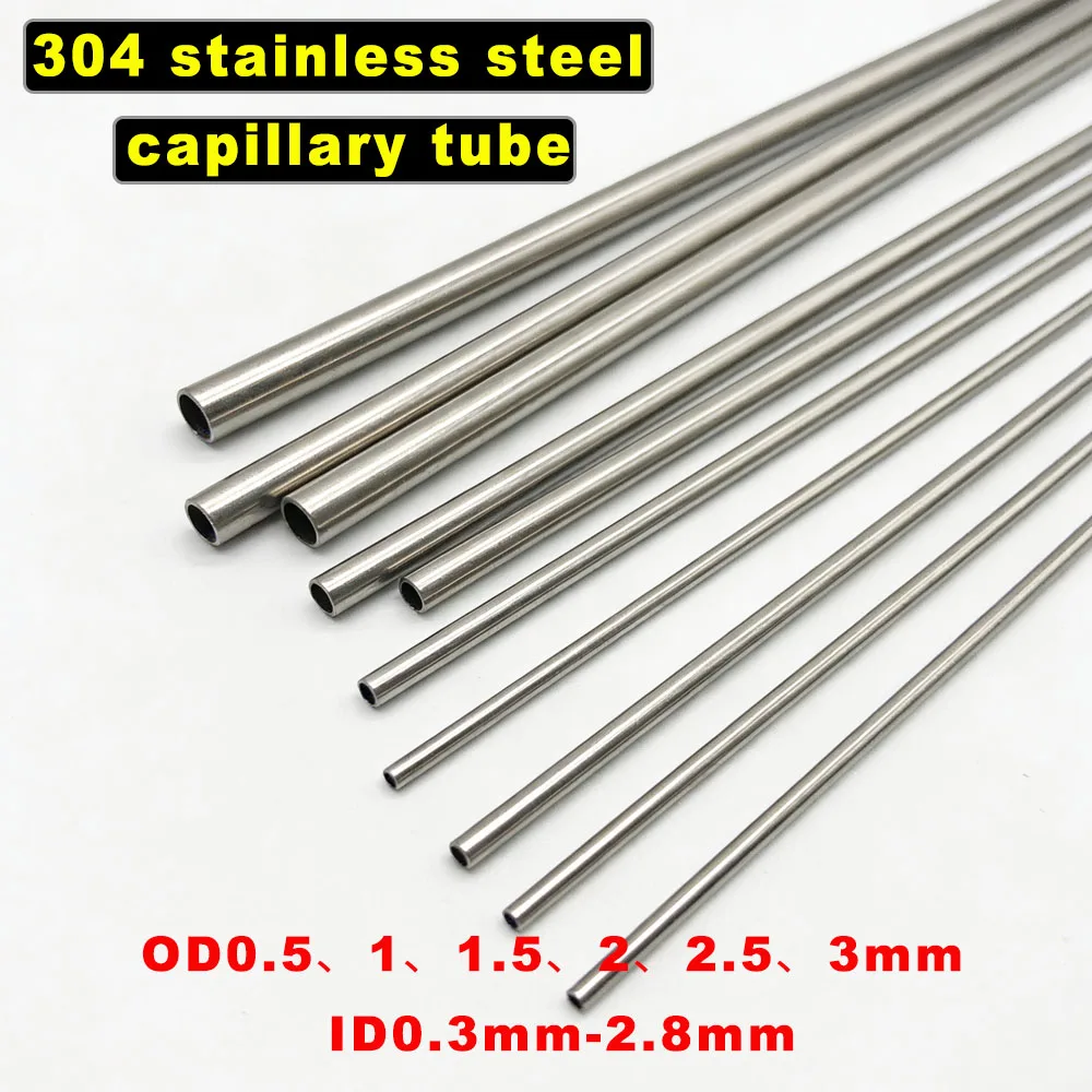5-10pcs 304 Stainless Steel Round Capillary Seamless Straight Tube Outer diameter 0.5mm to 6mm 100mm/200mm/250mm/300mm Long