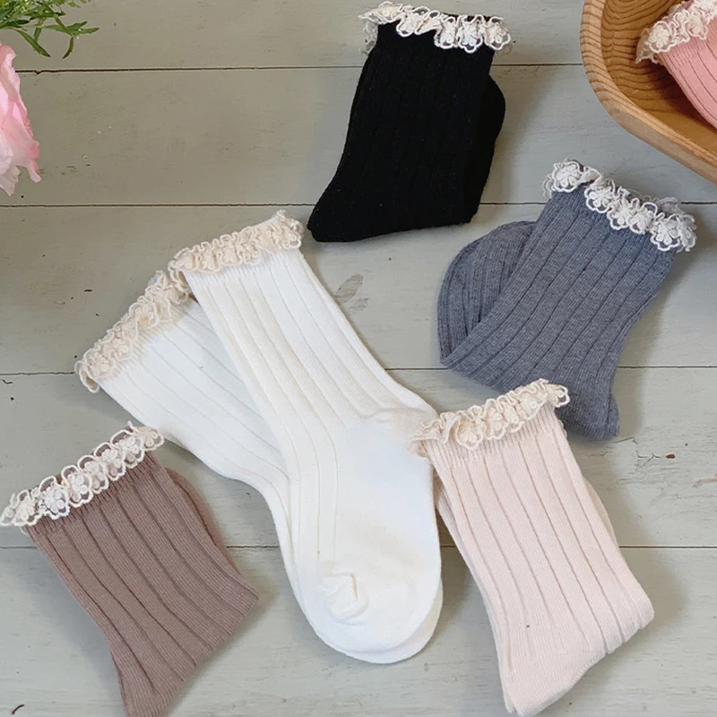 New Teenage Girls Lace Socks Cotton Breathable Princess Socks For Children Ankle Short Sock Kids Toddlers Baby Socken 3-10Y