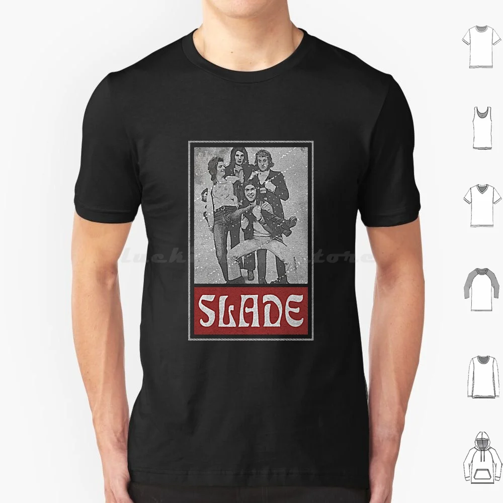 Slade 70s Retro Style Banner Fan Art T-Shirt T Shirt Big Size 100% Cotton Slade 1970 1970s 70s Band British Classic Pop English