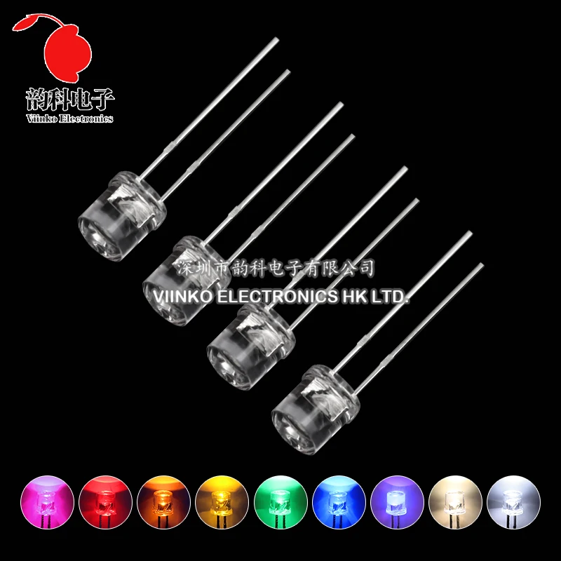 100pcs 5mm Flat Top White Red Yellow Blue Green Assorted Kit Lamp Diode LED Ultra Bright Bulbs Emitting Diodes F5 5MM DIY Light