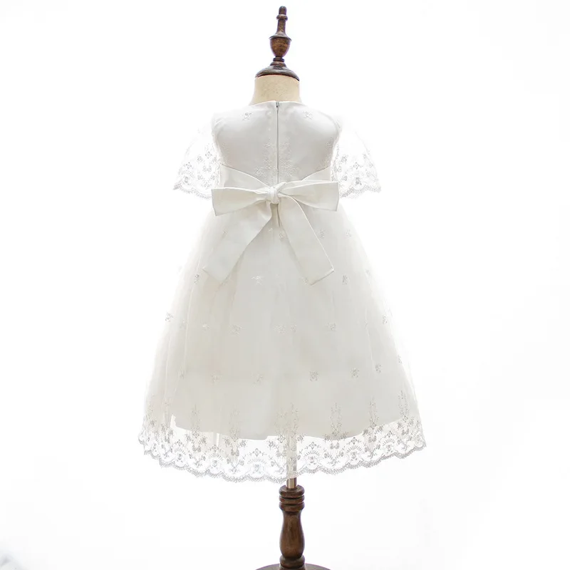 New Baptism Girl Dress White Embroidery First Birthday Party Wear Cute Toddler Christening Dress Girl Gown Clothes for Newborns