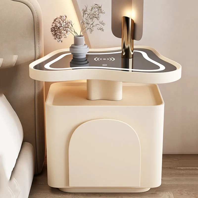 Lamp Smart Nightstand Cupboard Maximalist European Aesthetic Nightstand Women Modern Mesa De Cabeceira Bedroom Furniture