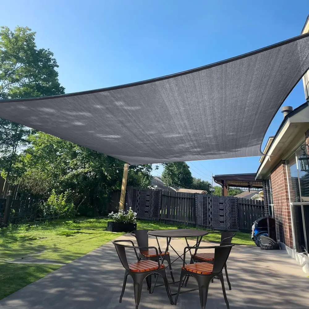 

Большой теневой парус 16 x 20 футов, темно-серый, прямоугольный, с защитой от УФ-излучения, пропускающий воздух, для патио и заднего двора