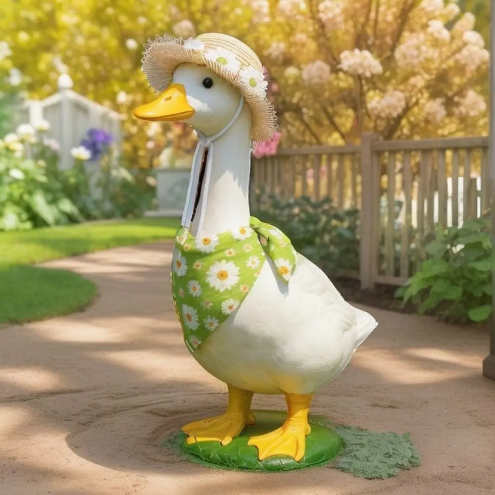 Funny Dog Apparel Goose Style Straw Hat With Daisy Scarf Set Holiday Party Photography Outdoor Dress Up