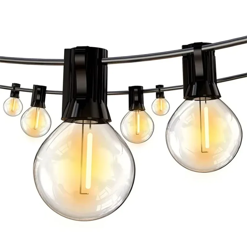 G40 Globe Solar String Lights Outdoor 8 Light Modes USB Charge & Remote Waterproof Plastic Bulbs for Balcony Garland Wedding