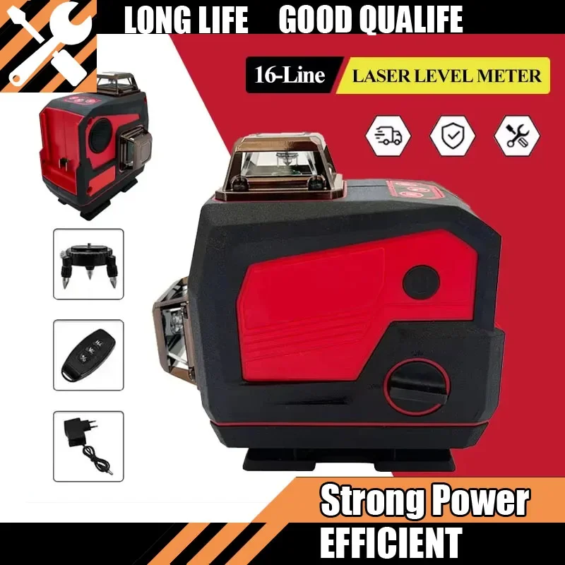 

New Tool 16 Lines Laser Level Meter Horn Function 360° Horizontal And Vertical Cross Green For Milwaukee Light Self-Leveling