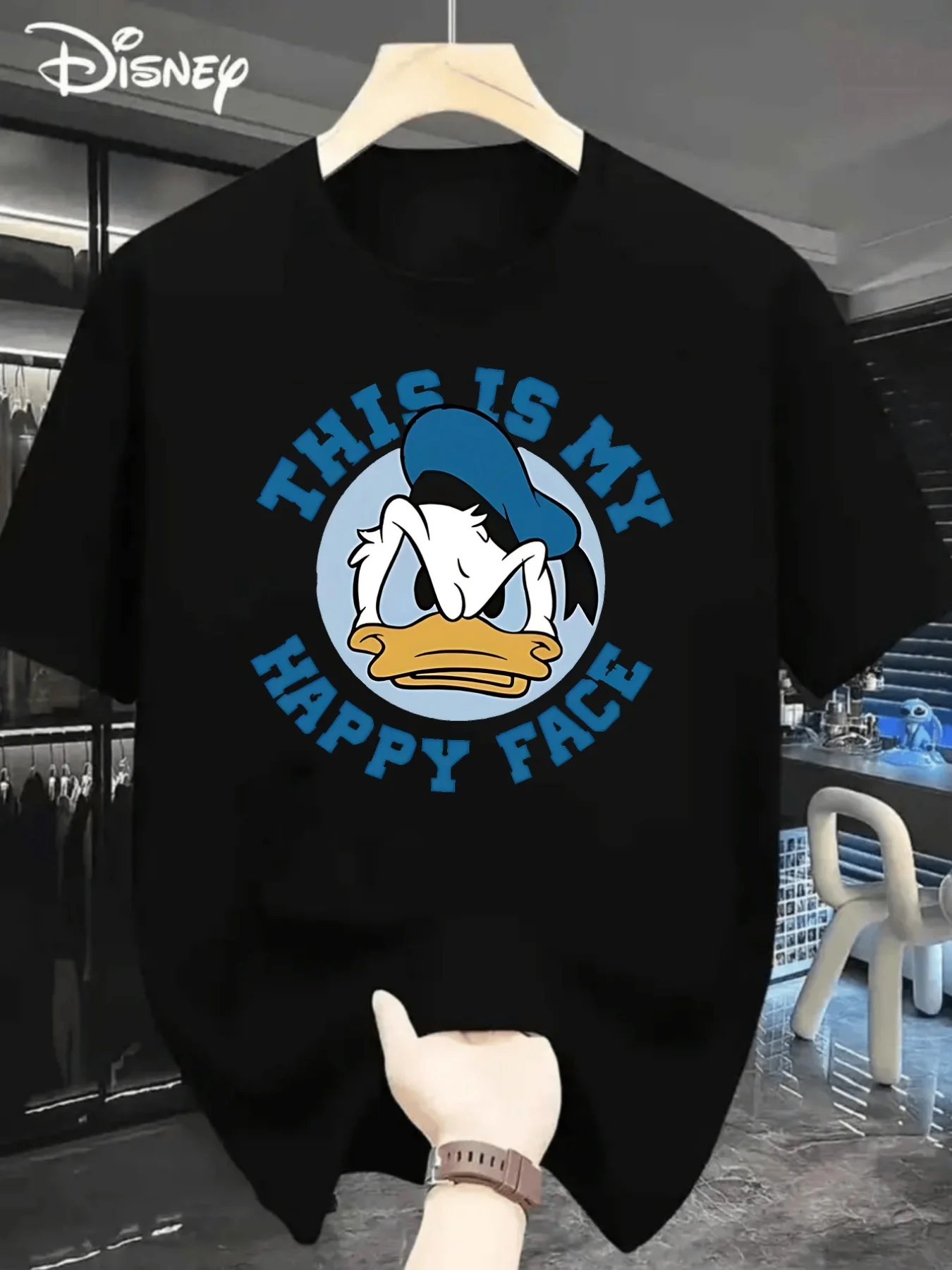 T-shirt imprimé Donald Duck de dessin animé Disney, haut à manches courtes, décontracté, à la mode, Street Hip-hop, Y2K, nouvelle collection d'été