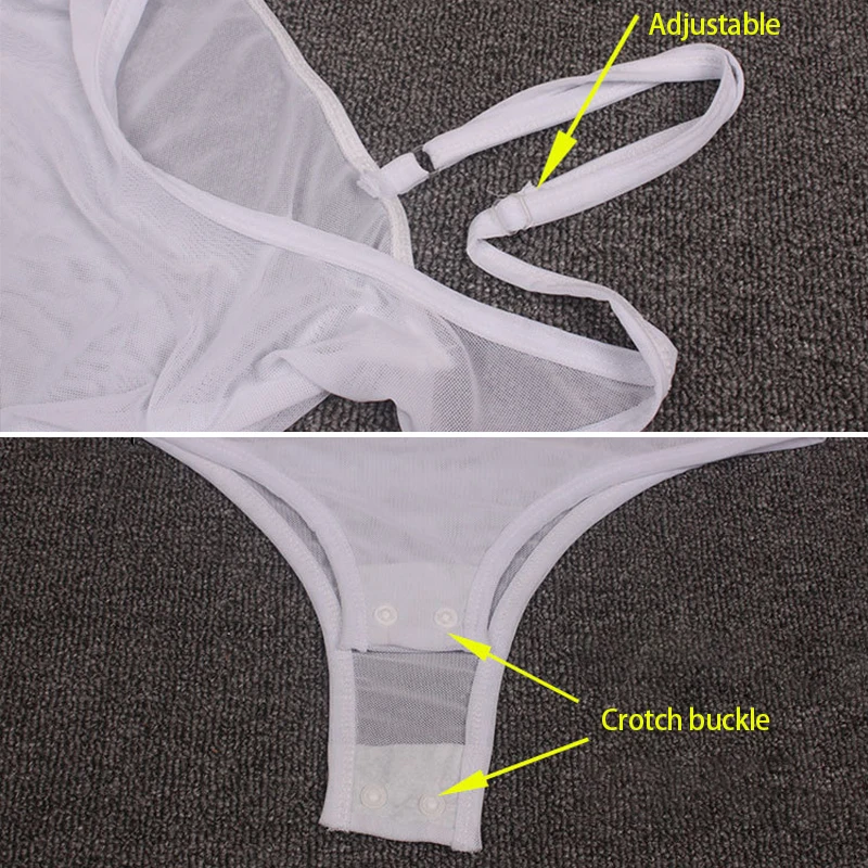 Top di danza del ventre Body senza maniche in rete trasparente da donna Corpetto inferiore con scollo all'americana Top Tuta intera Abiti da allenamento