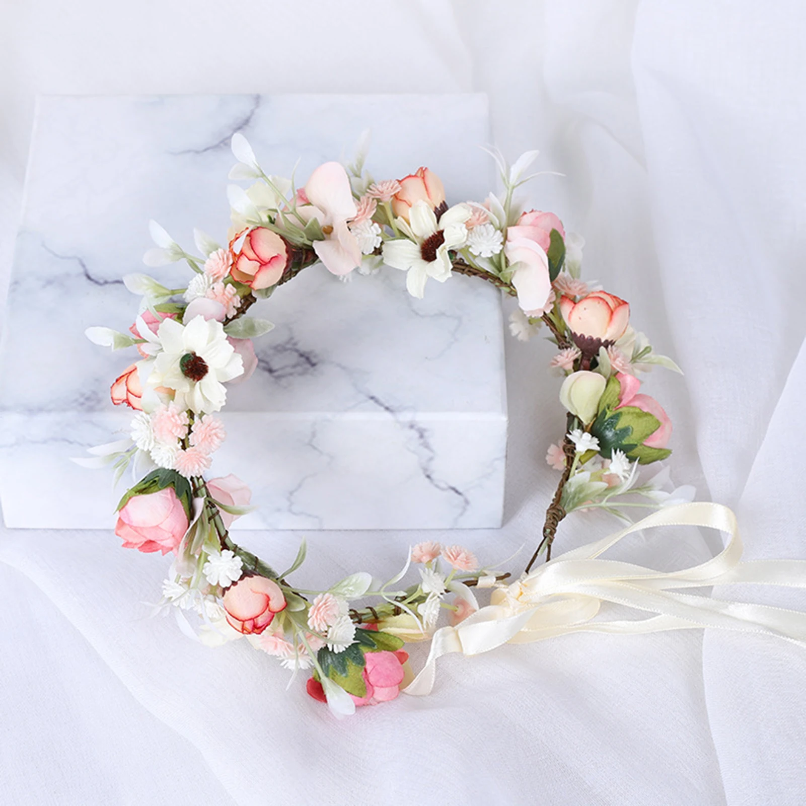 Flower Crown Garland Wedding Bridal Hair Accessories Tiaras Women Headpiece Fashion Ancient Bohemian Style Headwear Wreath 2023