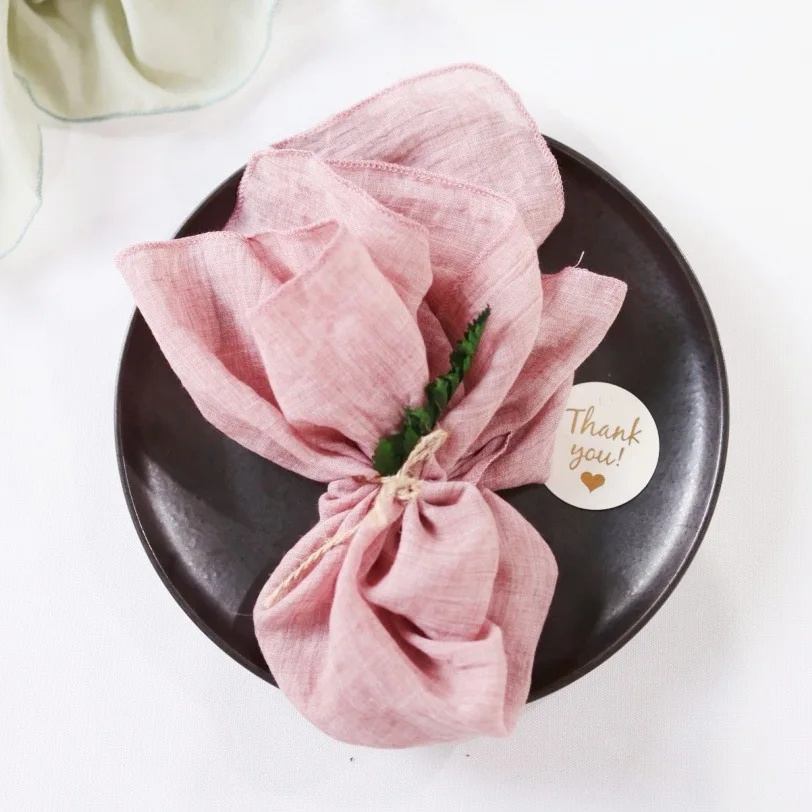 100% Polyester 12 PCS Cheesecloth Napkins 18''x18'' Dusty Pink Gauze Napkins