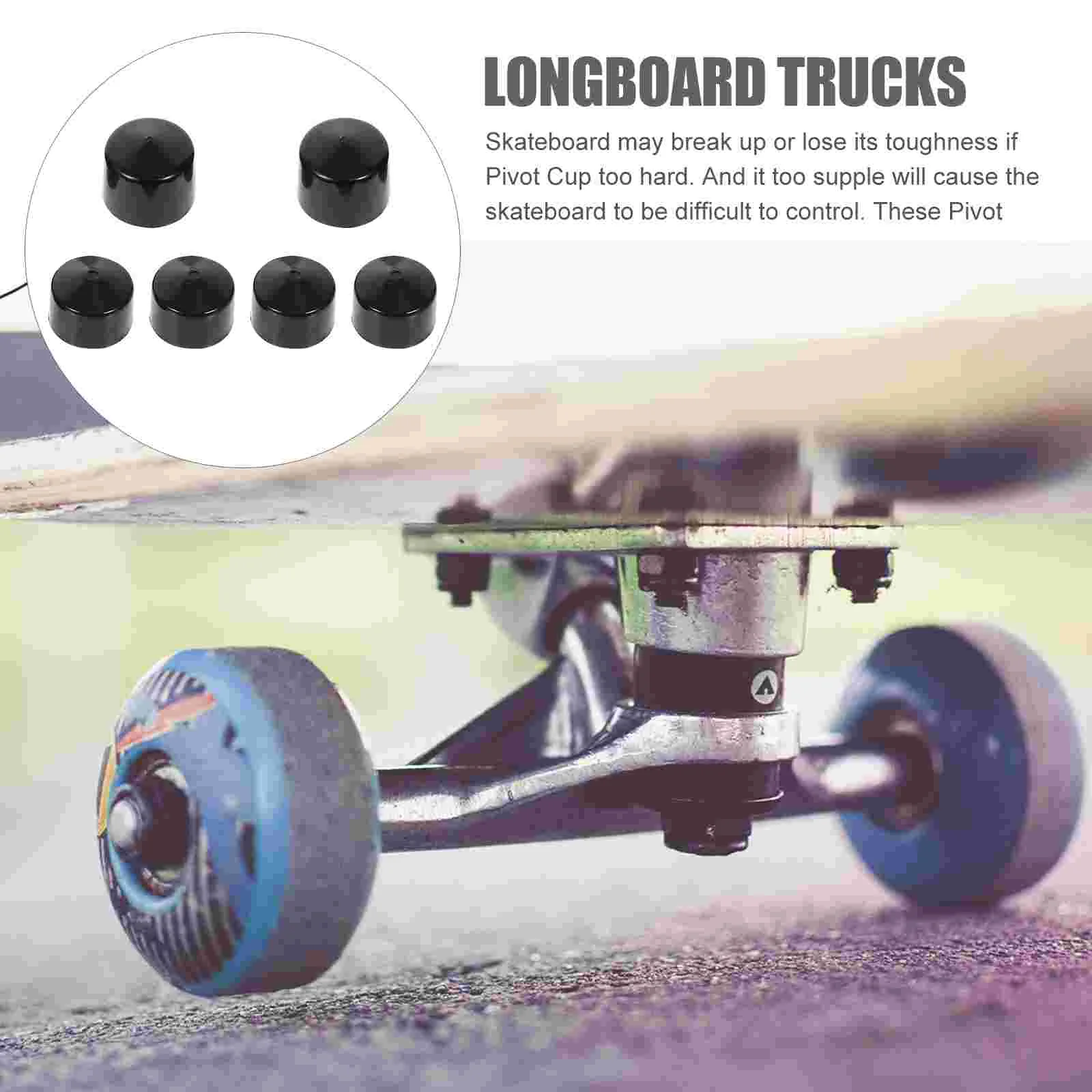 2 Sets Full Line of Support Skateboarding Longboard Truck Ersatzständer Pivot Cups Pu Trucks Teile