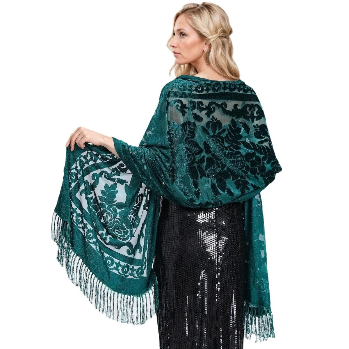 

Ethnic Style Chinese Dress Shawl Versatile Use Warm Material Long Fringed Scarf Fringed Edge Elegant Design Conditioner Shawl 1