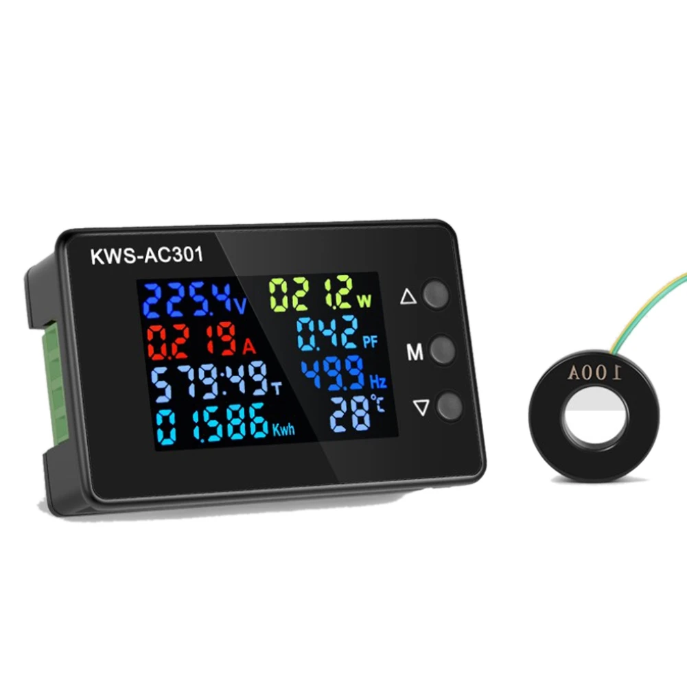 Digital Display Current Voltmeter 50-300V AC Wattmeter Multifunction Electric Meter Power Detector AC100A Close