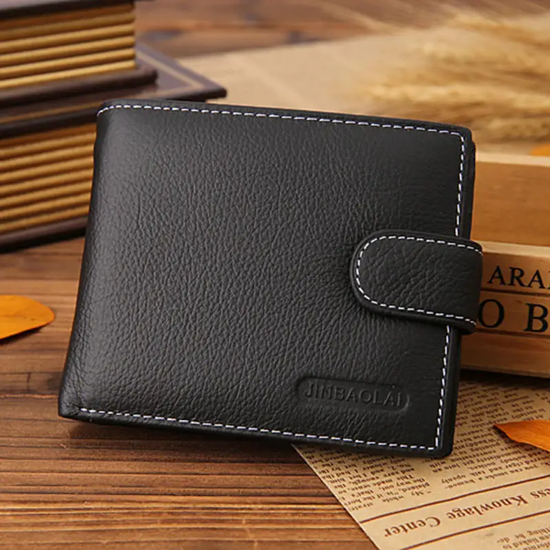 Retro Men Wallets Pu Leather Card Horder Short Zipper Buckle Male Wallet Coin Pocket Photo Holder men's Wallet