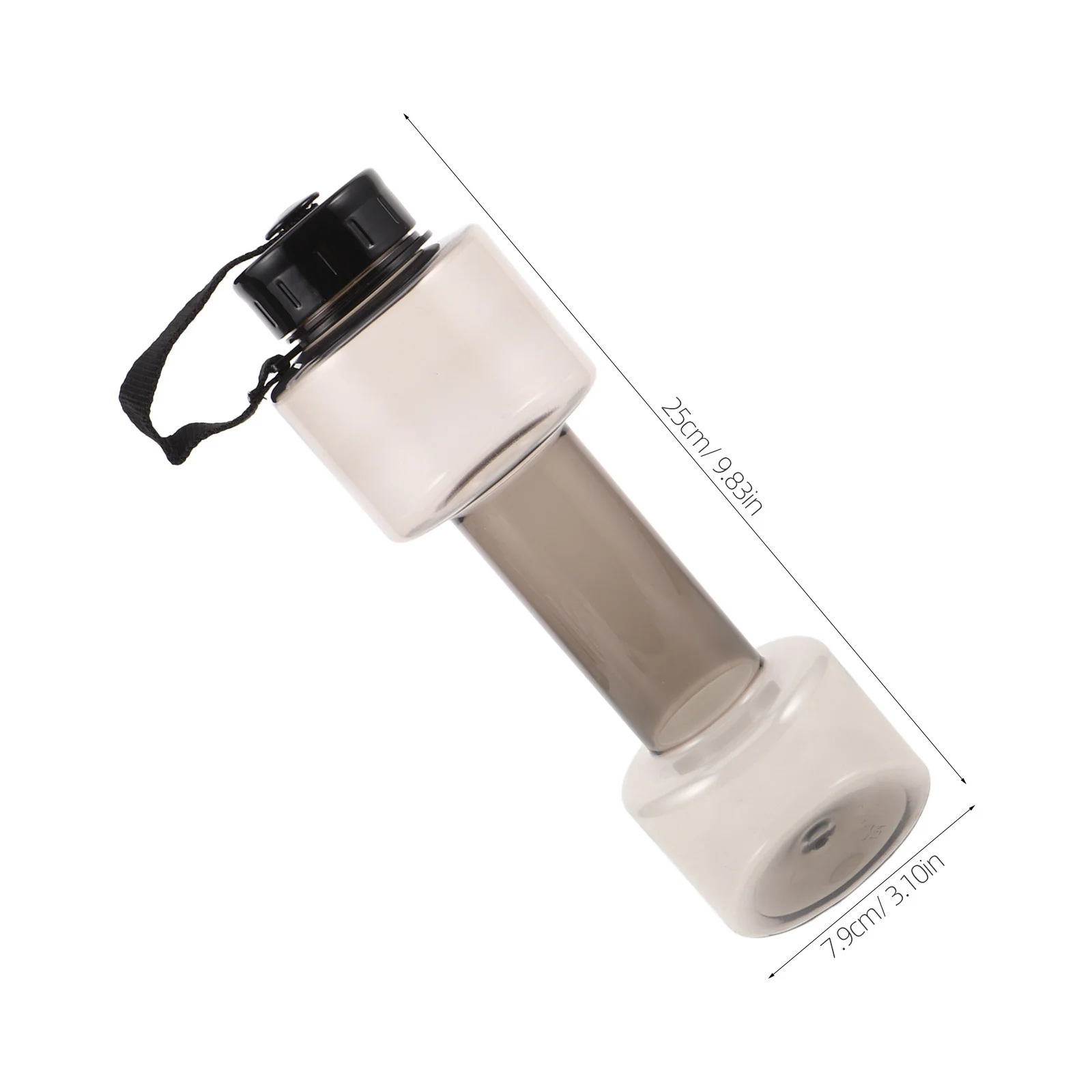 زجاجة دمبل بلاستيكية سعة 700 مل، قارورة مشروبات محمولة للتدريب على اللياقة البدنية وصالة الألعاب الرياضية والرياضات الخارجية ومقاومة للبقع باللون الرمادي