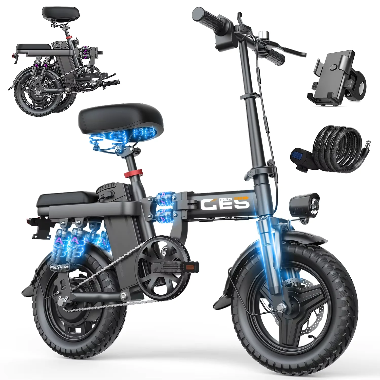 AliExpress NONE Electric Bike 250W Brushless Motor 48V15AH Removable Lithium Battery Adult City Electric Bike 14-inch Tire Mini Folding E-bike