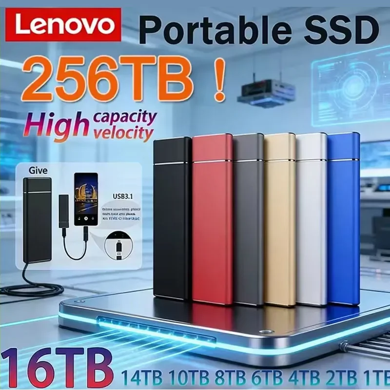 

Портативный SSD-накопитель Lenovo Mini SSD 256 ТБ 1 ТБ 2 ТБ, высокоскоростной оригинальный SSD-накопитель USB 3.0, внешний жесткий диск для компьютера и ноутбука