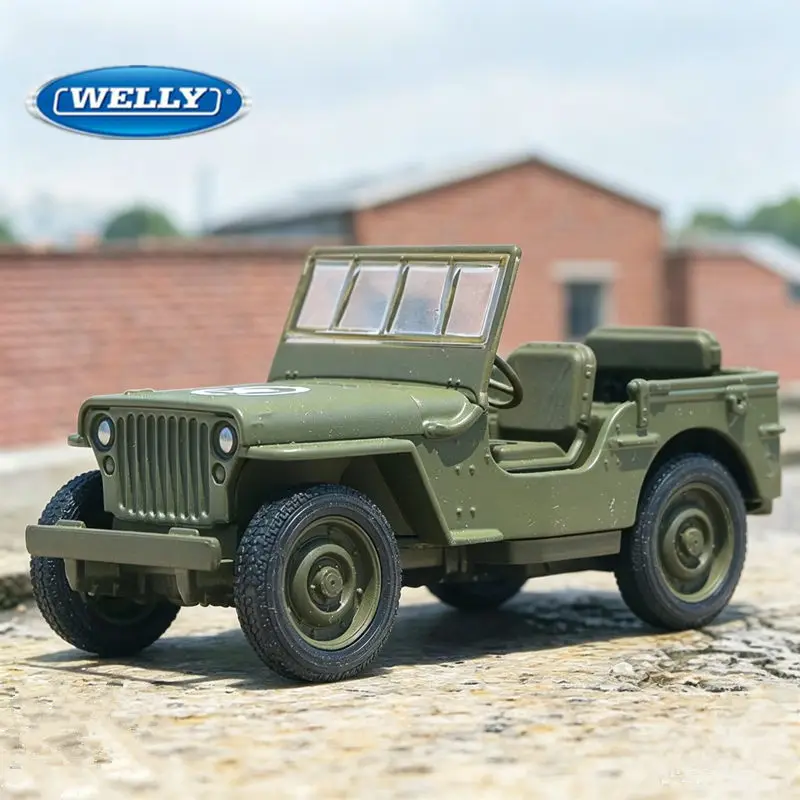 Welly 1:36 JEEP 1941 Willys MB Alloy Tactical Truck Armored Car Model Diecast Military Transport Off-road Vehicle Model Kids Toy