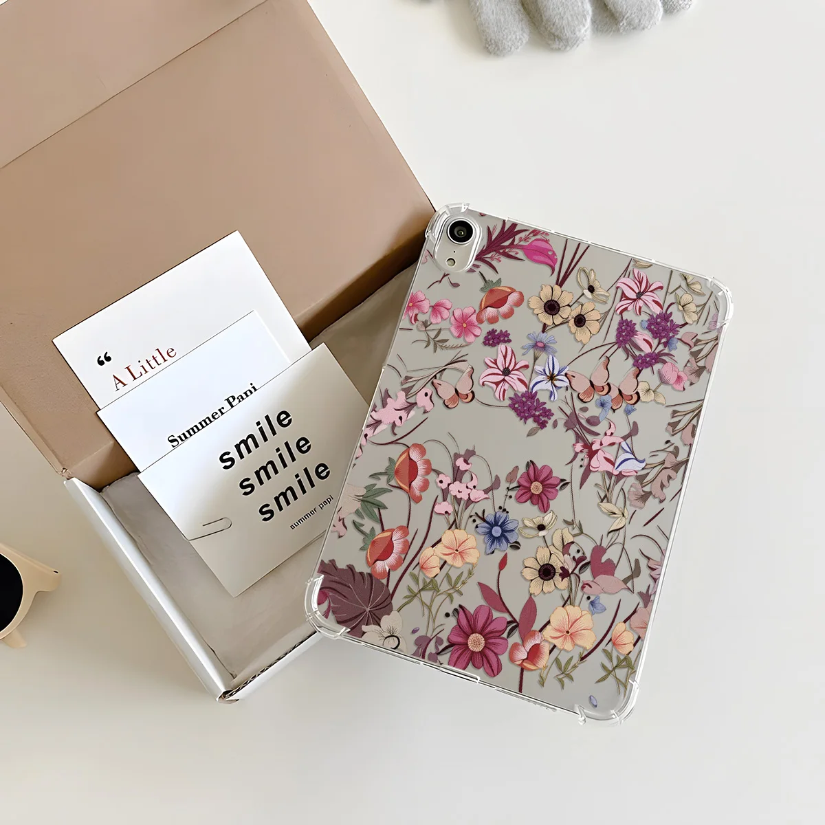 Clear Transparent Tablet Case for Apple iPad Pro 12.9 13 9.7 10.5 A16 11 10 9 8 Air 13 Mini 6 5 4 Cover Vintage Floral Butterfly
