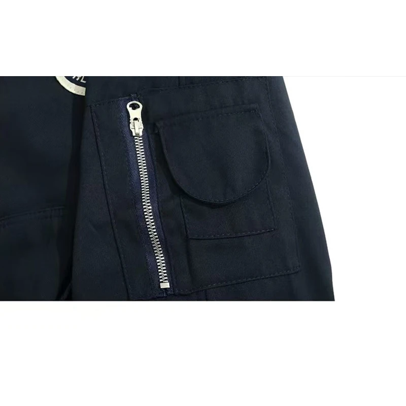 سترة طية صدر السترة لشارة ملابس العمل للرجال، أسود/أف وايت بلونين + زخارف شعار رقعة، مناسبة للارتداء اليومي في الربيع والخريف، أزياء عتيقة مع رقعات شارة كاجوال، إضافة مزيجًا فريدًا ومناسبًا مناسبًا لمسة مريحة وفضفاضًا #5